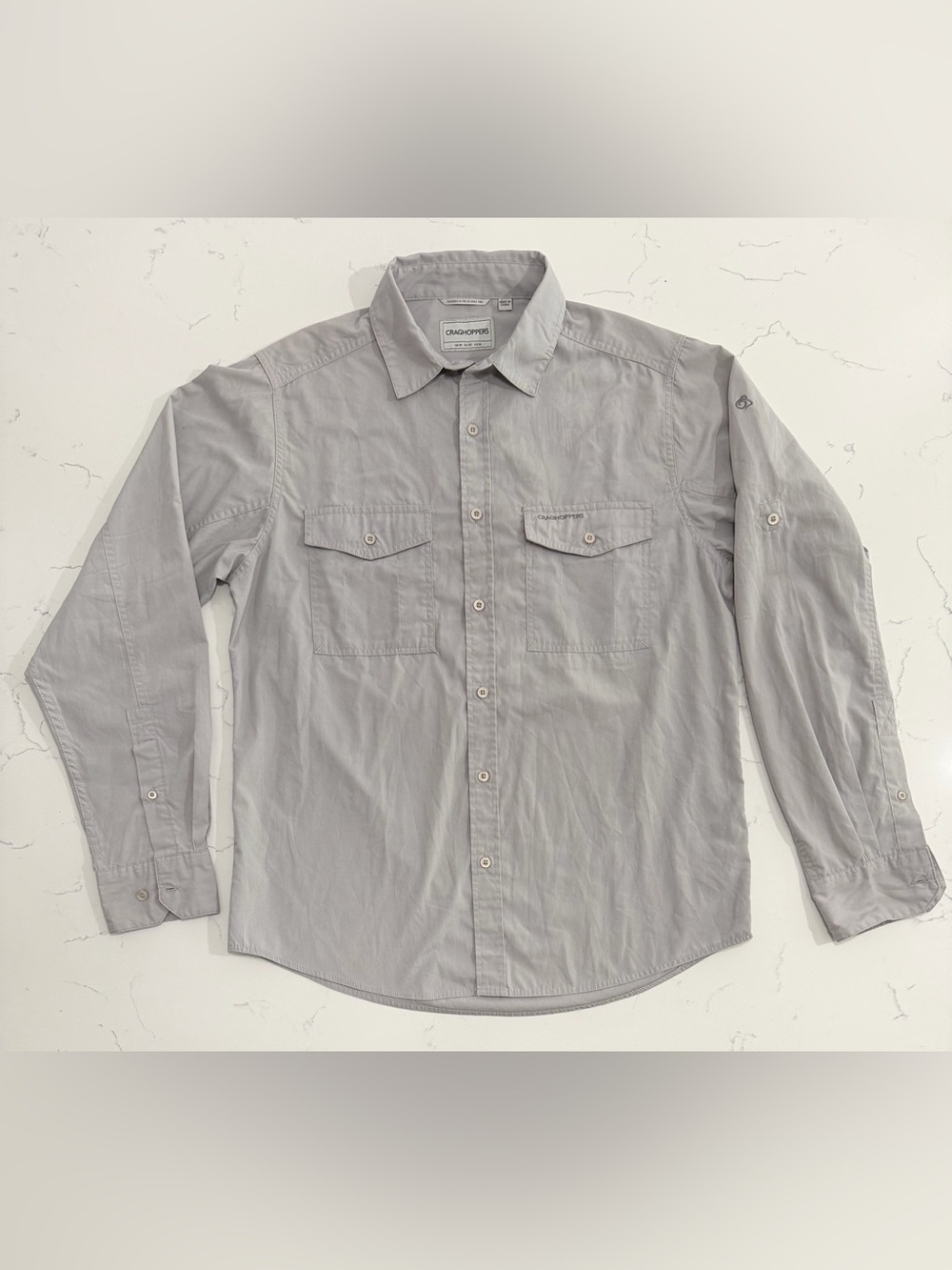 Craghoppers SolarShield Button Up Shirt Mens M Gray Long Sleeve Hiking Travel